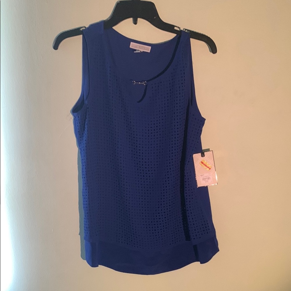 Navy Blue Sleeveless Tank Top with Scoop Neckline